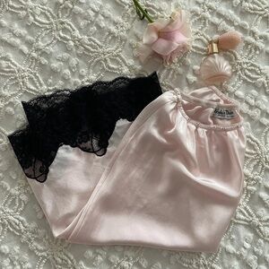 Dior Pink Half Slip Chemise Black Lace